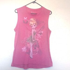 Pink Tinkerbell Tank Top Disney Princess sleeveless shirt size large l 11/13